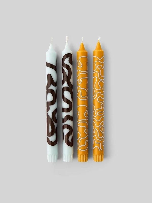 Double duo de bougies design à motifs ert menthe et ocre Studio About