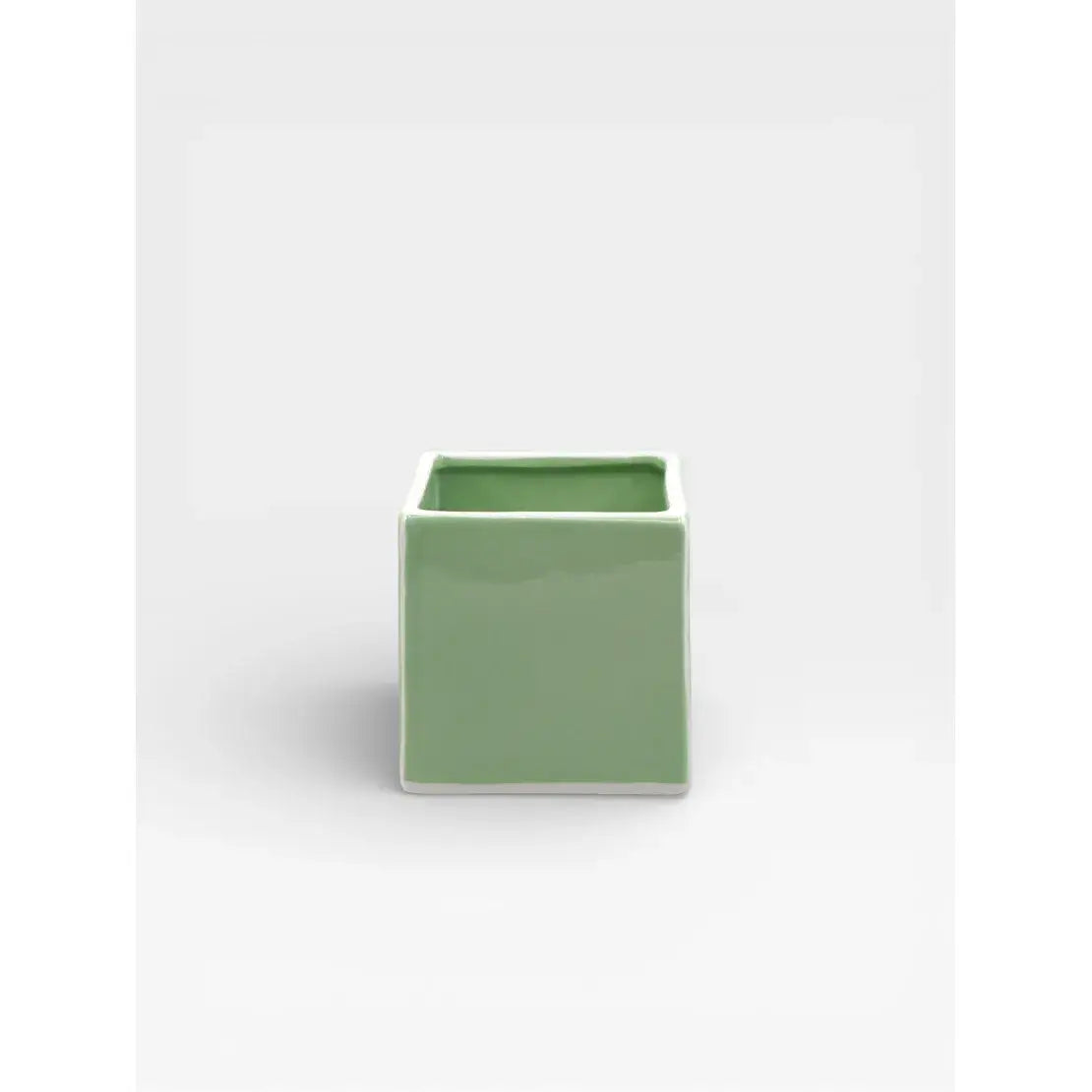Vase en céramique vert et blanc design graphique collection Tile