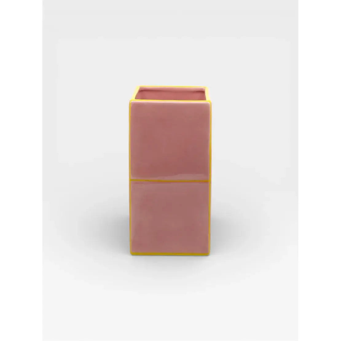 Vase en céramique double rose et jaune design graphique collection Tile