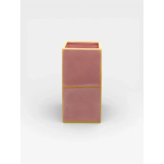 Vase en céramique double rose et jaune design graphique collection Tile