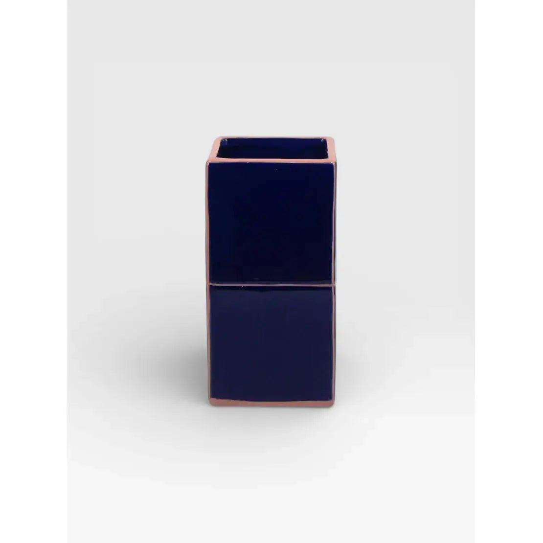 Vase Table Machine en céramique bleu et rose design graphique