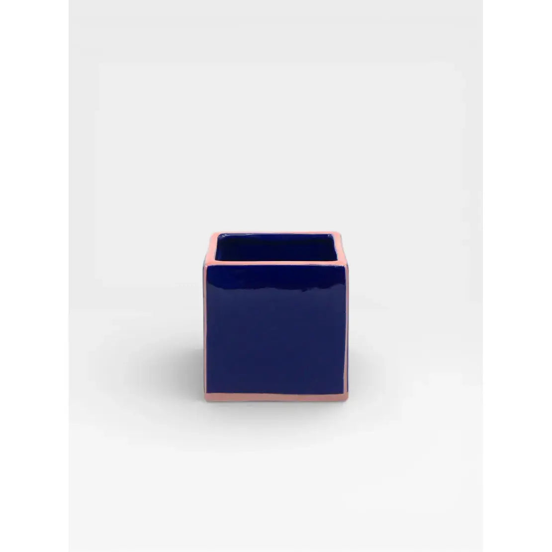 Vase Table Machine en céramique bleu et rose design graphique