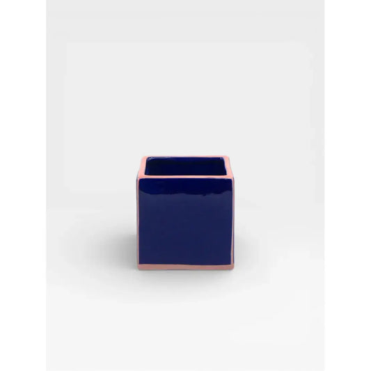 Vase Table Machine en céramique bleu et rose design graphique