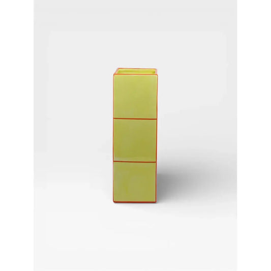 Vase triple en céramique jaune et orange design graphique collection Tile
