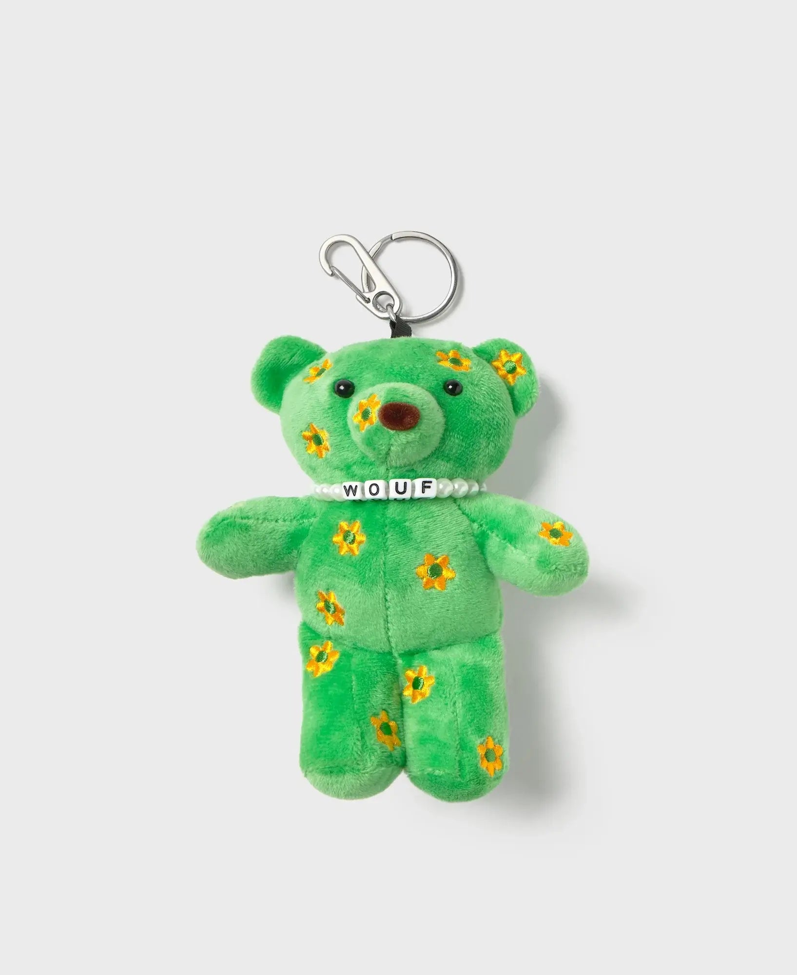 Porte-clés Mint Bear de chez Wouf - Ours de couleur vert avec fleurs jaunes