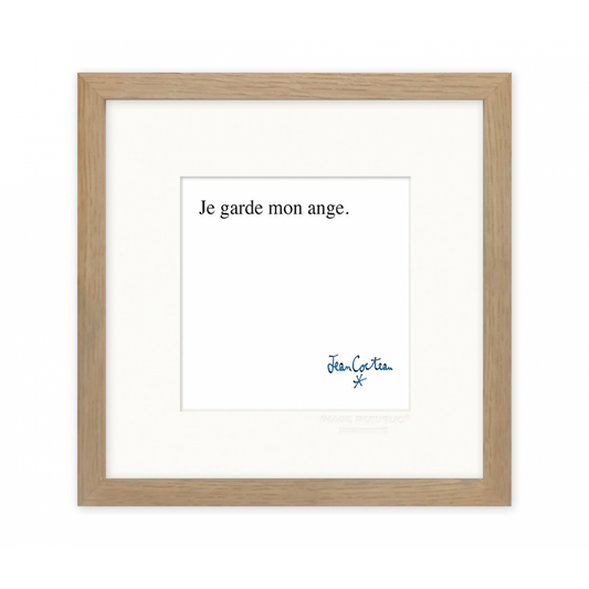 Affiche 22x22 d'une citation de Jean Cocteau "Je garde mon ange" par Image Republic 