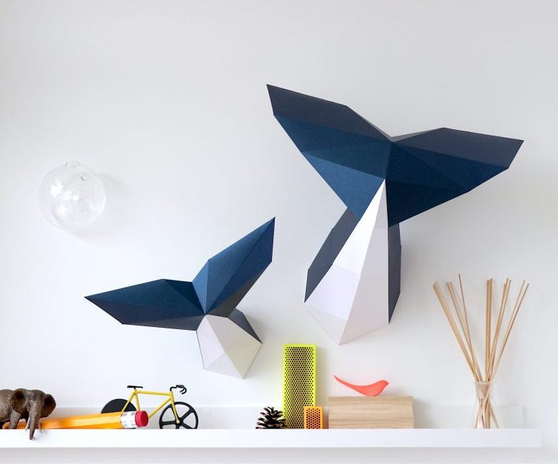 Baleines - Trophée en Papier Origami