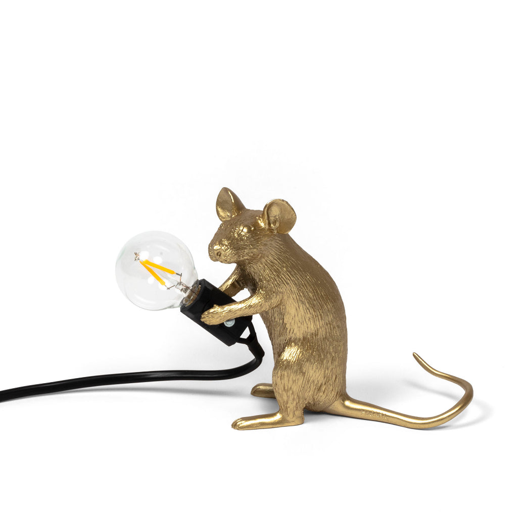 Gold Mouse Lamp 2 - Lampe à Poser Souris Assise