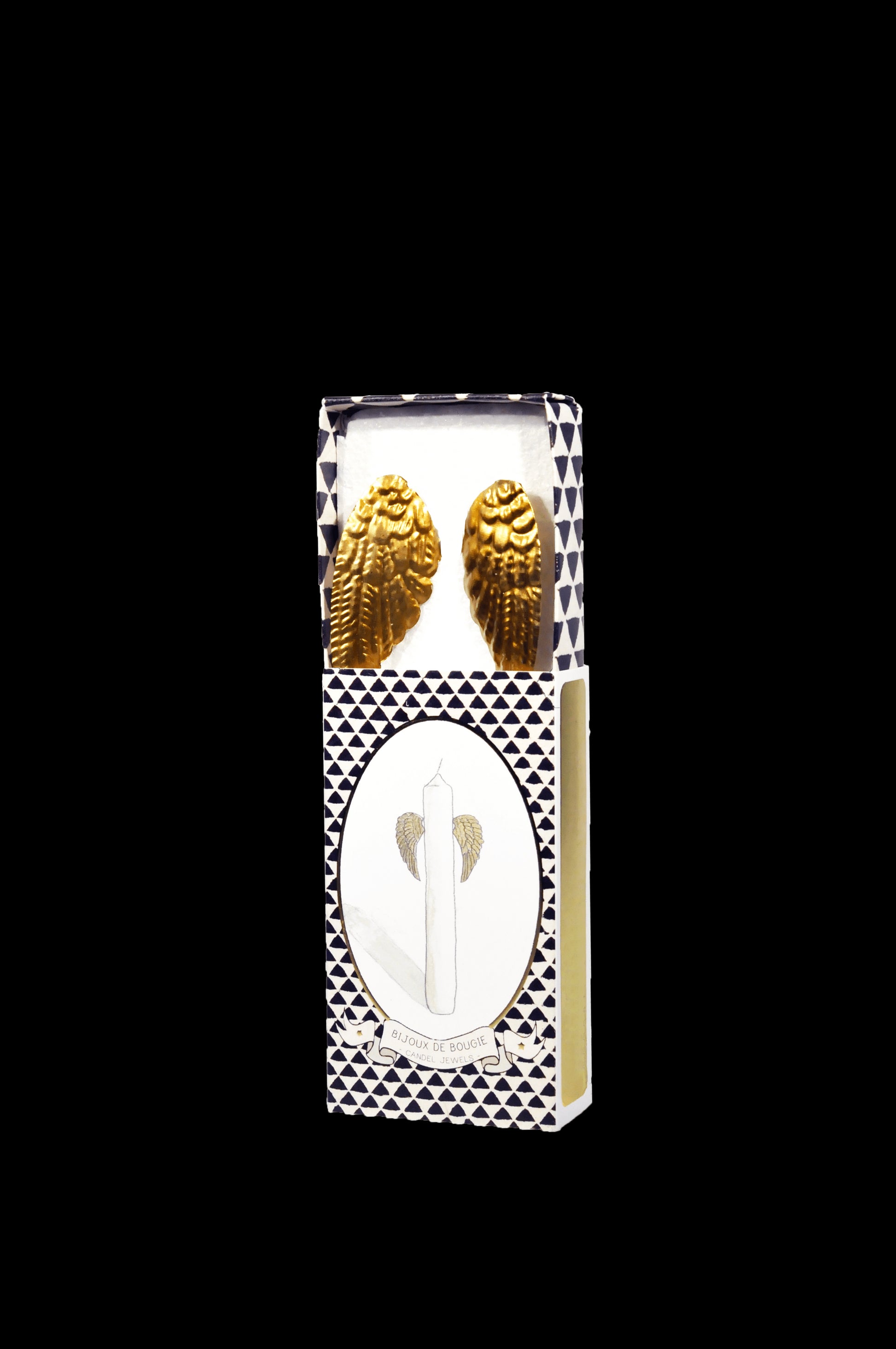 Boîte des Bijoux de bougie Boncoeurs : 2 ailes en métal doré à planter dans support en cire