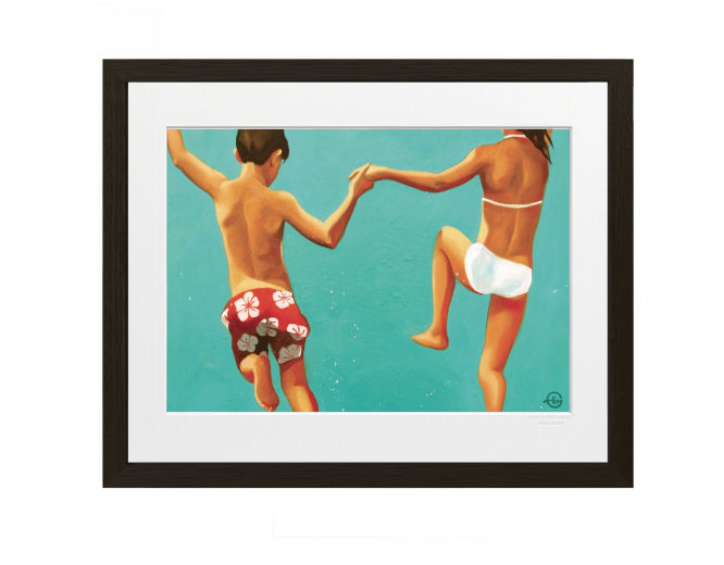Affiche Emilie Arnoux - Enfants sautent dans la mer