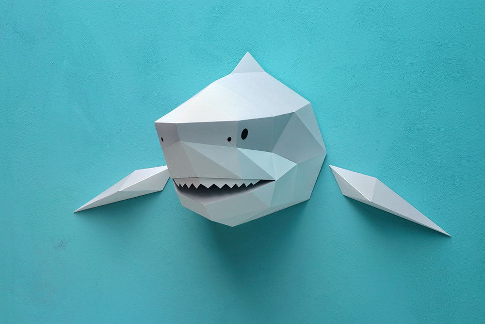 Requin Gris - Trophée en Papier Origami