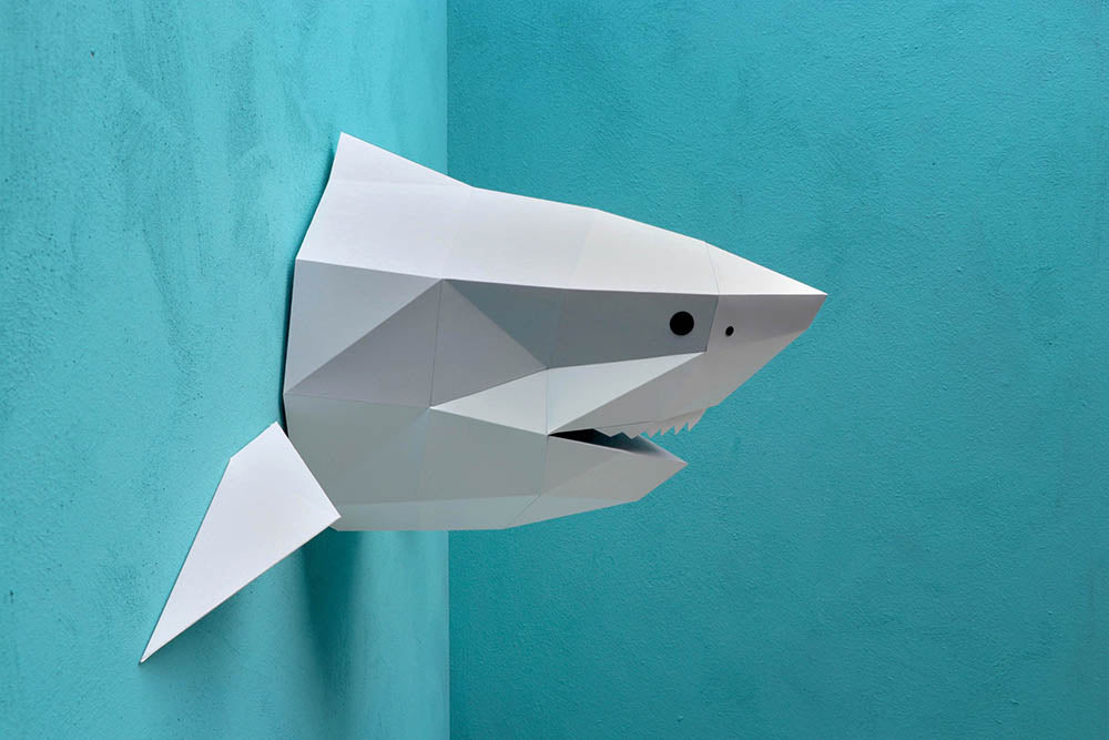 Requin Gris - Trophée en Papier Origami