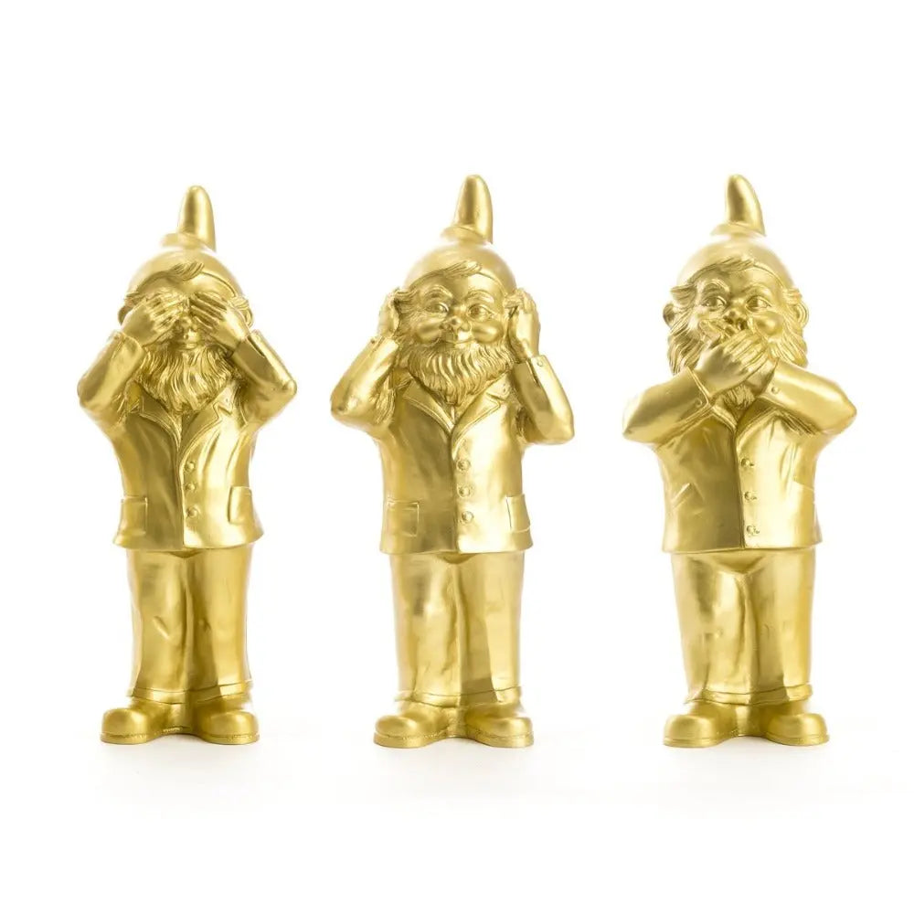 Set de 3 sculptures Nains Dorés - Bearers of secrets Ottmar Horl