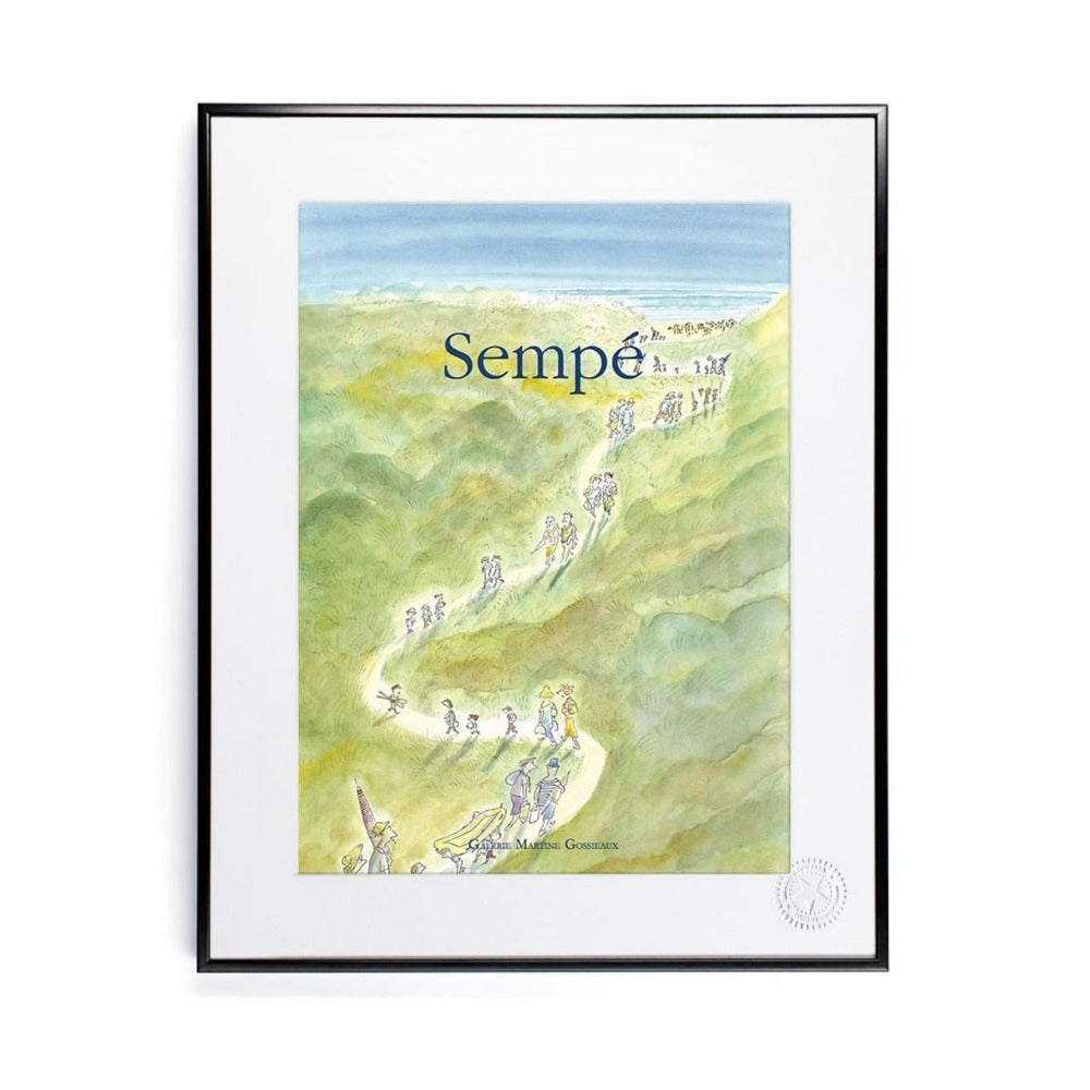Affiche Sempé - Dunes - scène de vie dans les dunes - Tirage haute qualité - Image Republic