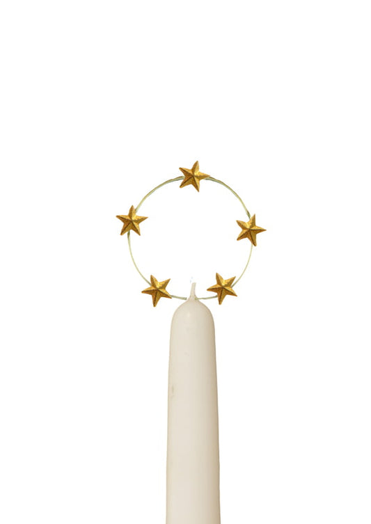 Bijou de bougie auréole : cercle avec 5 étoiles en laiton