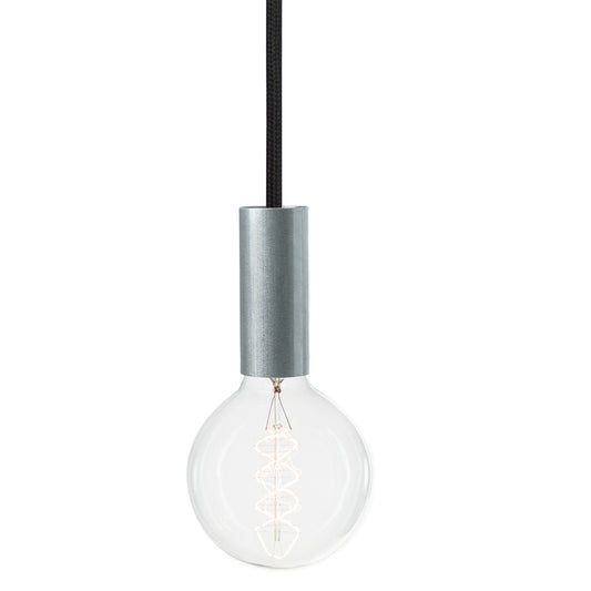 Raven Foil - Suspension Noire Douille Aluminium Brossé