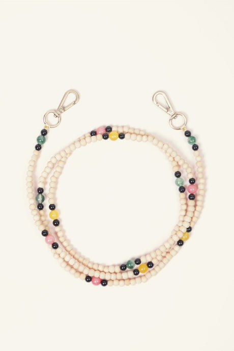 Arielle - Bandoulière en perles de bois et perles de verre coloré pour Coque Louvini