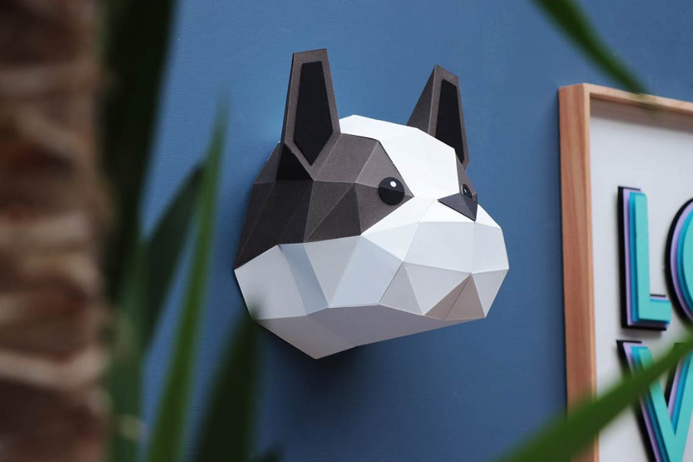 Bull Dog Francis - trophée en papier origami - Assembli