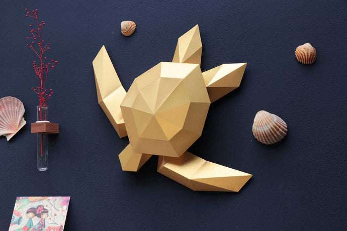 Tortue de Mer - trophée en papier origami - Assembli