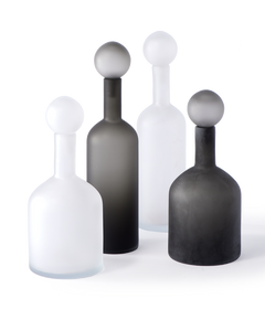 Bubbles Noir Bas Large - Carafe en verre sablé - Polspotten