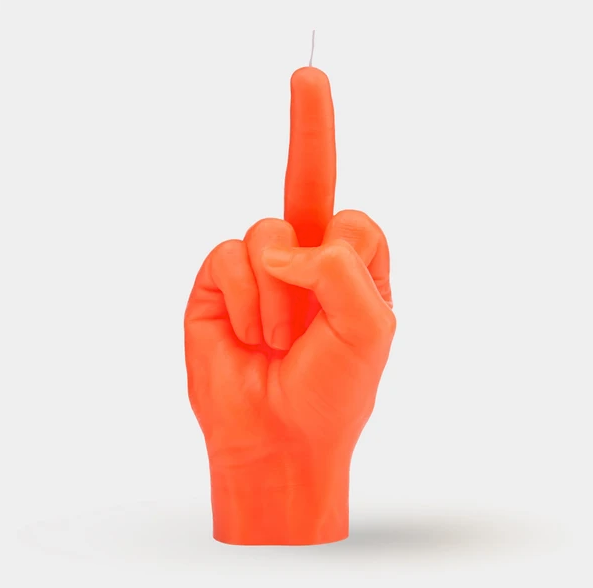 F*ck You Néon Orange - Bougie main doigt d'honneur - Candle Hand