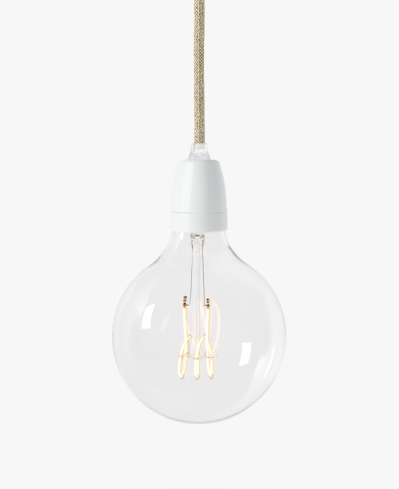 Baladeuse lin Classic white - Douille porcelaine blanche - Nud Collection