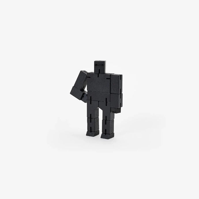 Cubebot Areaware Micro Noir - mini Robot en bois Articulé
