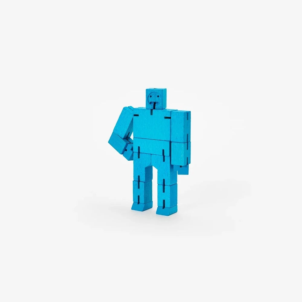Cubebot Areaware Micro Bleu - mini Robot en bois Articulé