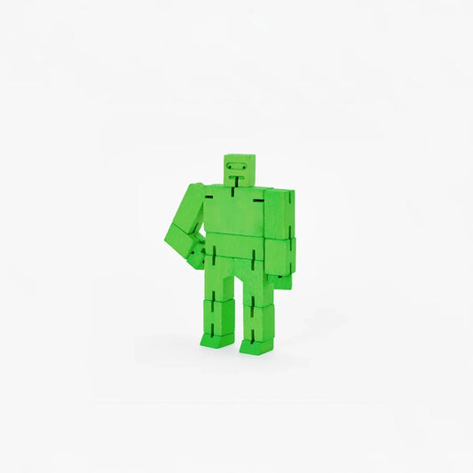 Cubebot Micro Vert - Robot Articulé en bois - Areaware