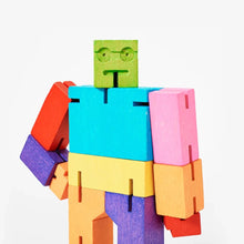 Charger l&#39;image dans la galerie, Cubebot Areaware Medium Multicolore - Robot en bois Articulé
