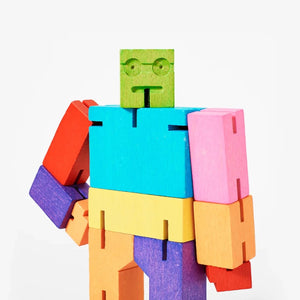 Cubebot Areaware Small Multicolore - Petit robot en bois Articulé