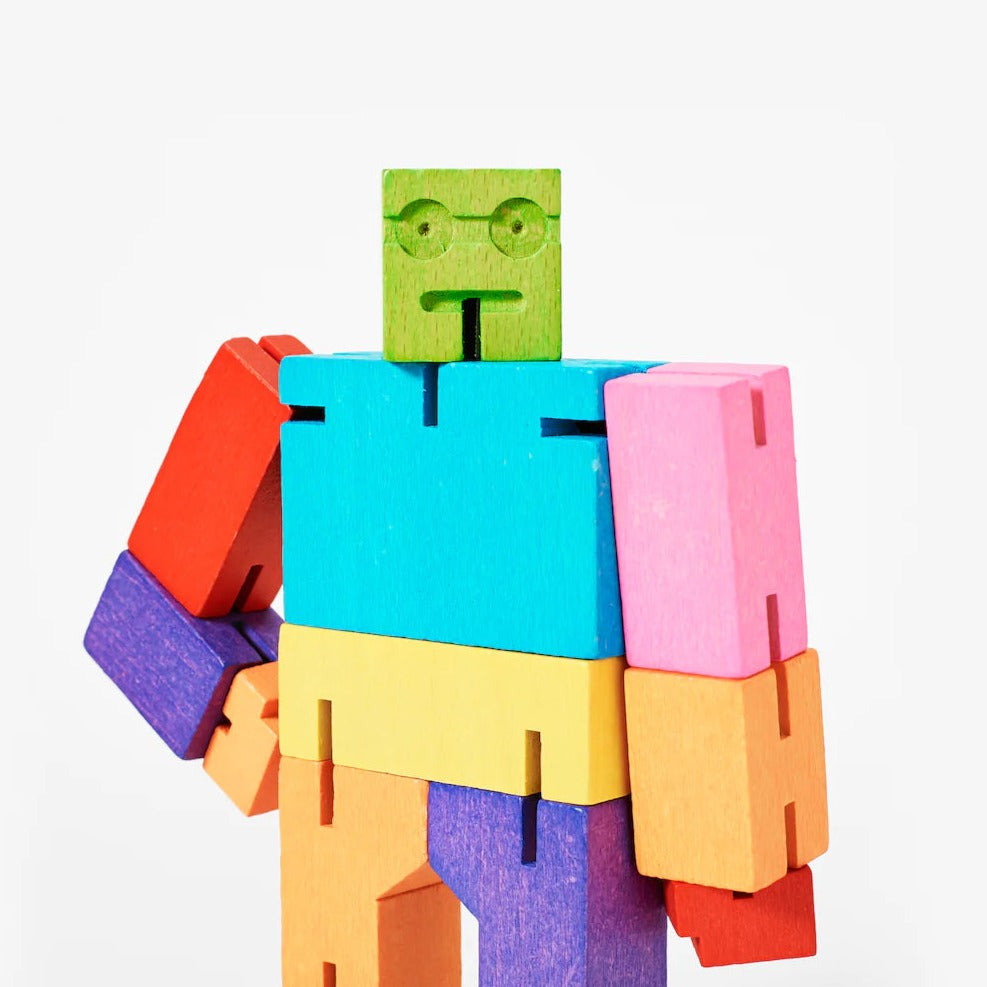 Cubebot Areaware Micro multicolore - mini Robot en bois Articulé