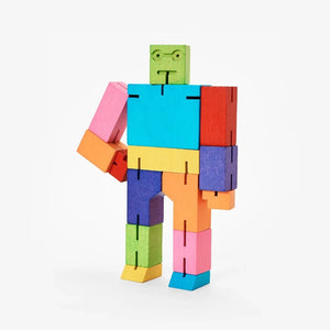 Cubebot Areaware Medium Multicolore - Robot en bois Articulé