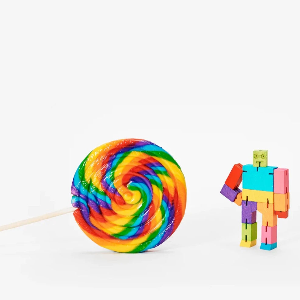 Cubebot Areaware Micro multicolore - mini Robot en bois Articulé