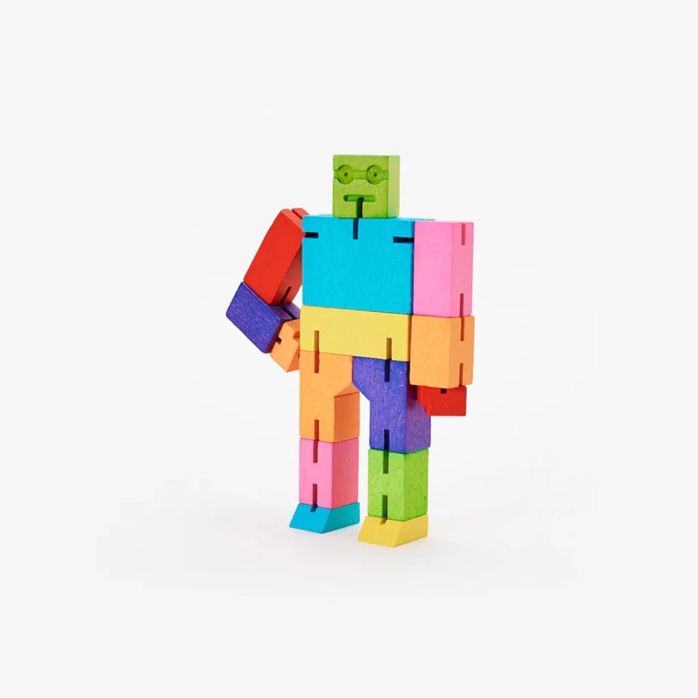 Cubebot Areaware Small Multicolore - Petit robot en bois Articulé
