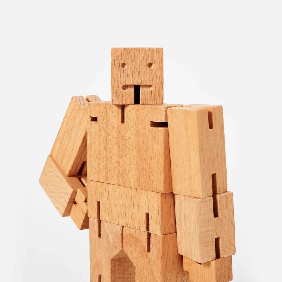 Cubebot Small Areaware Naturel - Petit Robot en bois Articulé