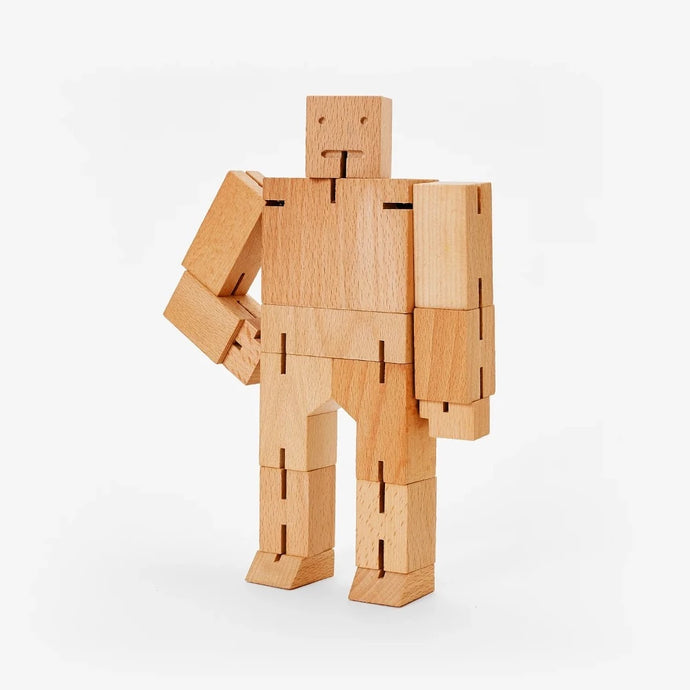 Cubebot Areaware Mediium Naturel - Robot en bois Articulé