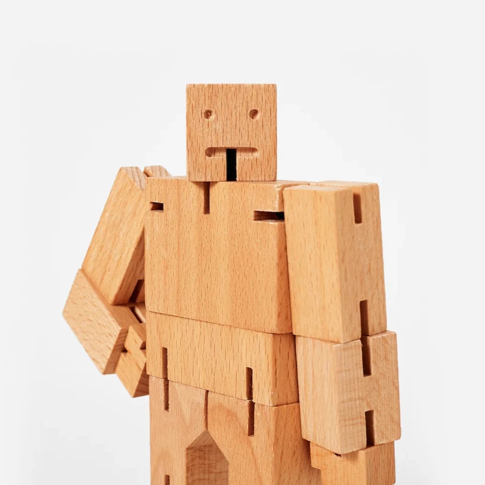 Cubebot Micro Areaware Naturel - mini Robot en bois Articulé