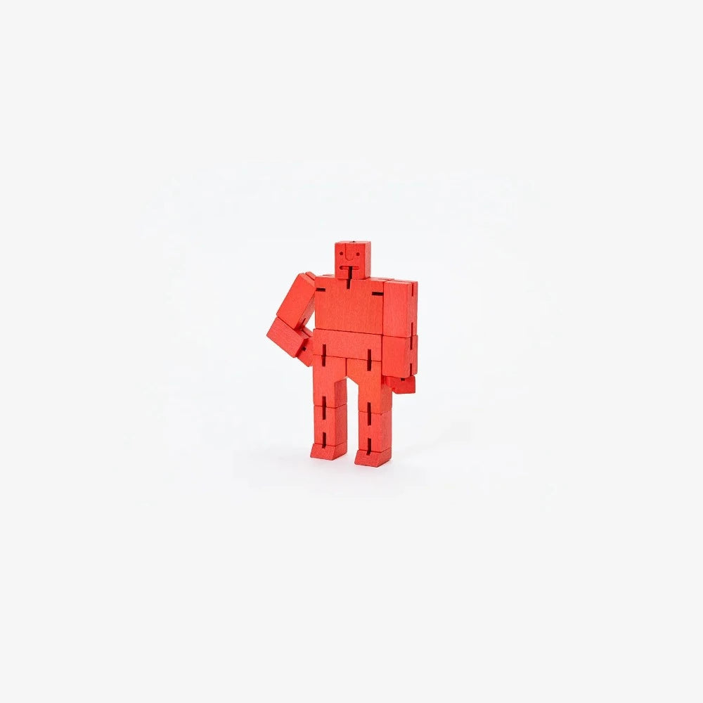 Cubebot Micro Areaware Rouge - mini Robot en bois Articulé