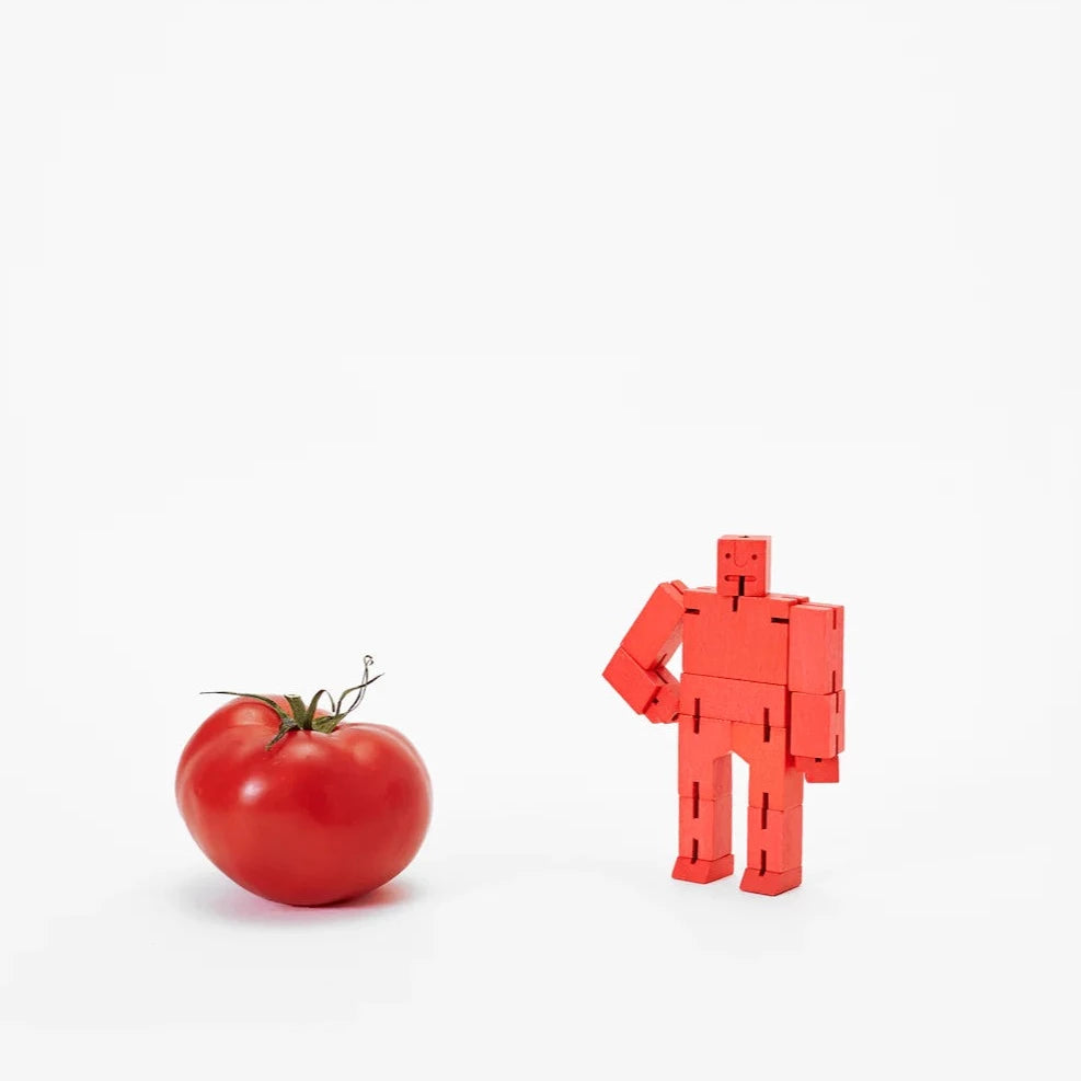 Cubebot Micro Areaware Rouge - mini Robot en bois Articulé