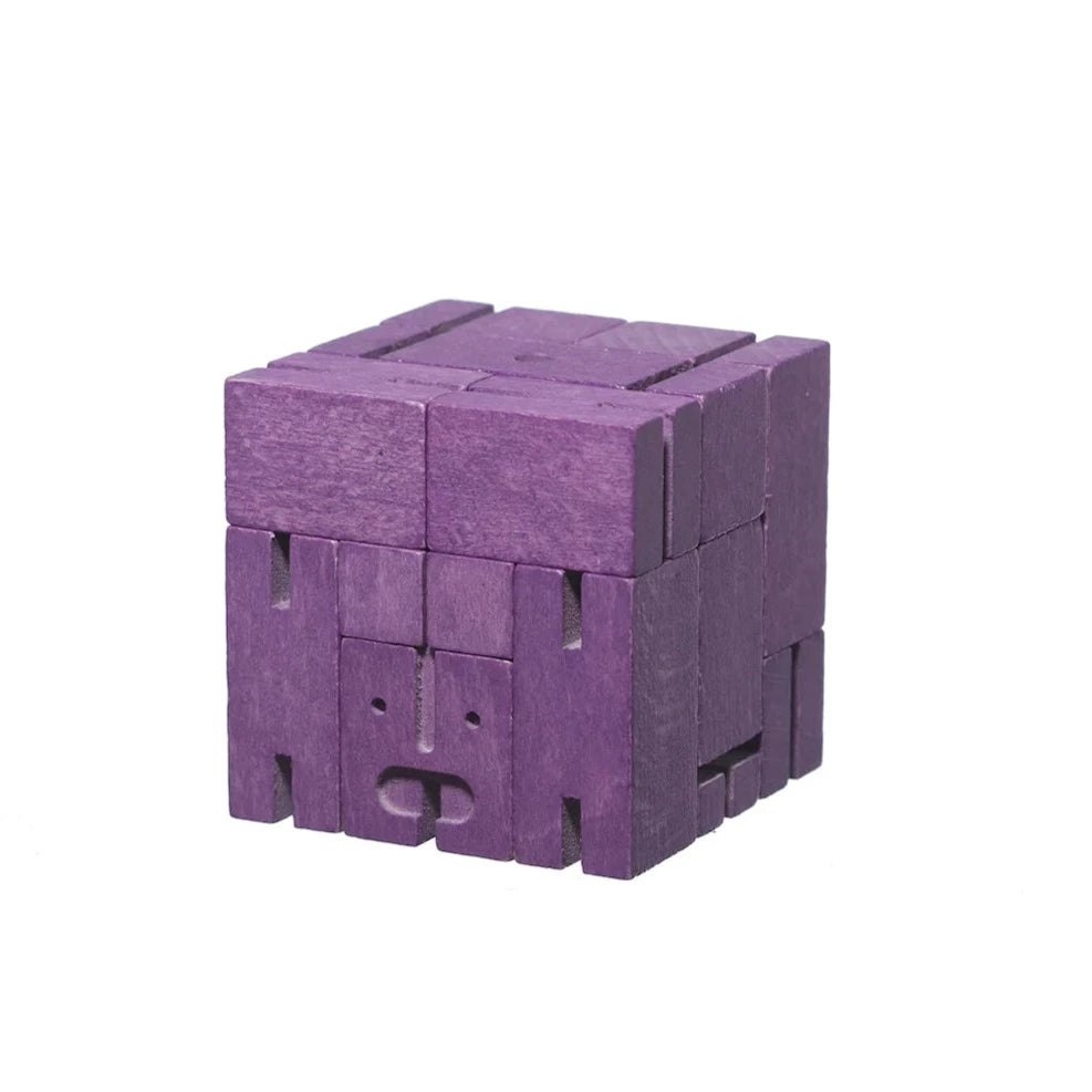 Cubebot Micro Violet- Robot Articulé en bois - Areaware