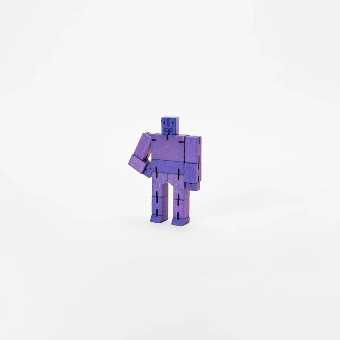 Cubebot Micro Violet- Robot Articulé en bois - Areaware