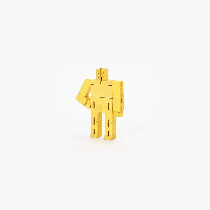 Cubebot Micro Jaune - Robot Articulé en bois - Areaware