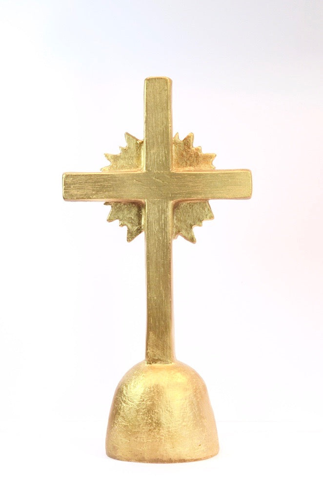 Croix Coeur Lumière Doré - statuette en cire fabriqué à la ciergerie des Prémontrés