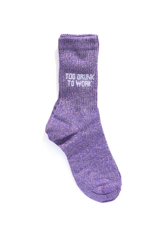Too Drunk To Work - chaussettes à paillettes violettes - Félicie aussi