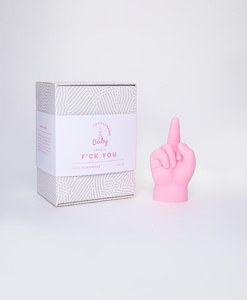F*ck you Pink Baby - bougie en forme de main doigt d'honneur bébé - rose - Candle Hand