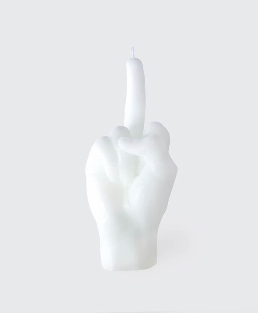 F*ck you - bougie en forme de main doigt d'honneur - blanc - Candle Hand