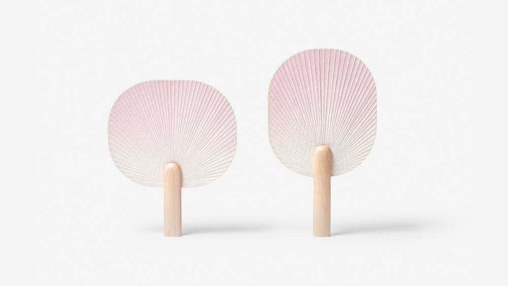 Forest Breeze Geometric Tall Rose - Eventail en papier - fabriqué en Corée