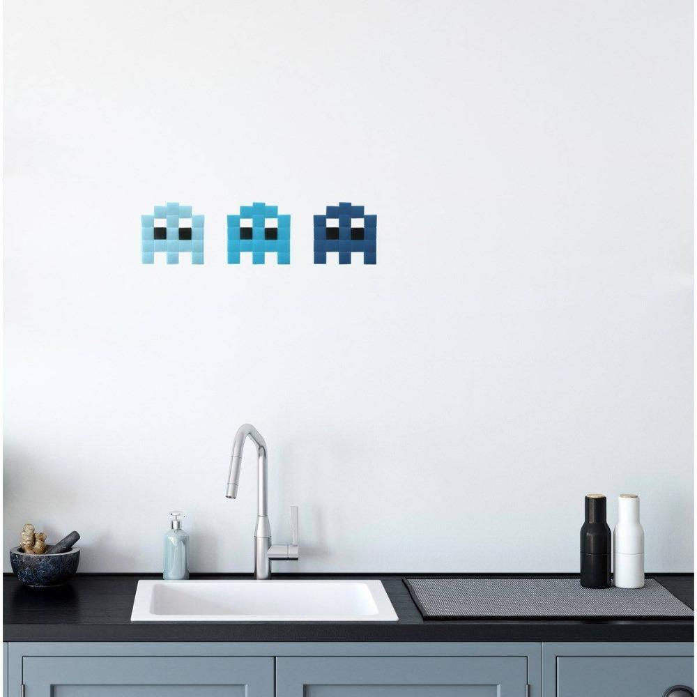 3 Invaders Fantôme bleus - set de mosaïque DIY en forme de space invaders - Fenel et Arno
