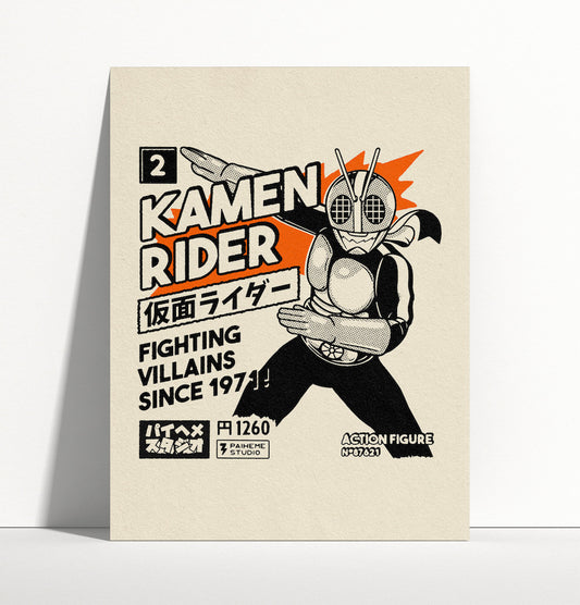 Kamen Rider - Affiche noir et orange 30x40 cm - Paiheme Studio